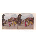 vintage color STEREOVIEW of street in Gotemba on the Slope, Fujiyama, Japan - $13.56 CAD
