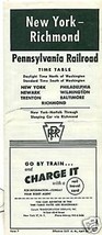 PENNSYLVANIA RAILROAD 1961 Timetable New York Richmond - $9.89