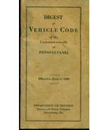 1929 DIGEST OF VEHICLE CODE OF THE COMMONWEALTH OF PENNSYLVANIA (Harrisb... - $13.56 CAD