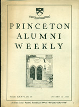 PRINCETON ALUMNI WEEKLY December 13, 1935 University newsletter (New Jer... - £7.77 GBP