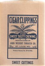 CIGAR CLIPPINGS unused pouch John Weisert Tobacco (St. Louis MO) circa 1940&#39;s - £7.90 GBP