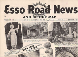 ESSO ROAD NEWS And Detour Map Oct. 1938 4-page tabloid - £7.82 GBP