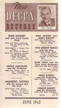 1942 Decca Records brochure from June Bing Crosby Louis Armstrong and more! - £7.79 GBP