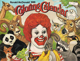 1981 Ronald Mc Donald Coloring Calendar Wall Calendar - £7.90 GBP