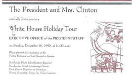 1995 WHITE HOUSE Invitation to White House Holiday Tour by Bill/Hillary Clinton - $9.89