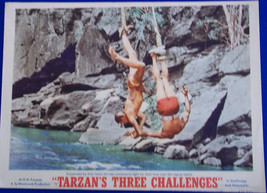 TARZAN&#39;S THREE CHALLENGES (1963) Lobby Card Jock Mahoney &amp; Woody Strode ... - $14.84