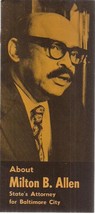 MILTON B.ALLEN Baltimore City State Attorney 1974 re-election campaign b... - $9.89