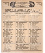 1944 CIRCUS DAY ROUTE CARD (May 28) Ringling-Barnum Bailey Hunt Beatty-R... - $12.86