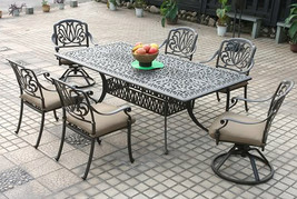 Patio dining set 7PC Elisabeth cast aluminum outdoor furniture rust-free... - £2,360.70 GBP