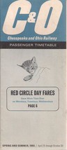 C&amp;O Chesapeake &amp; Ohio Railway Passenger Timetable Red Circle Fare April ... - $9.89