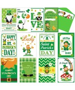 24 St. Patrick&#39;s Day Greeting Note Cards with Green Envelopes 4x6 12 Des... - $6.92