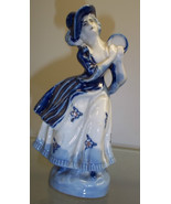 Occupied Japan BLUE WOMAN WITH TAMBOURINE porcelain/china figurine 012 - €21,49 EUR