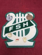 VTG 1980s Band Choir FSH High School Varsity Letterman Letter Patch &amp; 5 Pin NHS - £37.16 GBP