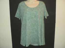 LuLaRoe Top XS (Runs Larger) Short Sleeves, Heather Aqua &amp; Brown Floral Shirt - £6.45 GBP