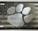 Combo Laser &amp; Diamond Engraved Clemson Paw Car Tag License Plate Great Gift - $26.95