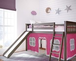 Low Loft Bed, Twin Bed Frame For Kids With Slide And Curtains For Bottom... - £695.13 GBP