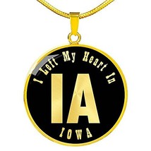 Unique Gifts Store Heart in Iowa v02-18k Gold Finished Luxury Necklace - £39.46 GBP