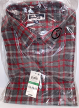 Plaid Flannel Shirt Club Room Mens LARGE Long Sleeve Button Down Gray  Red - £20.69 GBP
