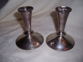 PAIR VINTAGE ALVIN STERLING SILVER #5269 WEIGHTED CANDLESTICK HOLDERS HA... - $105.00