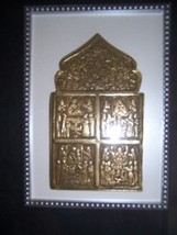 4 FRAMED ANTIQUE RUSSIAN ICONS TRIPTYCH SECTIONS IN BLACK &amp; MIRRORED FRAMES - $595.00