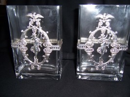 NIB 2 ELEGANT 7.38&quot; TALL ROCOCO DESIGN STERLING EMBELLISHED TOPAZIO CRYS... - £520.84 GBP