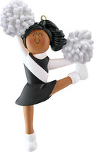 Personalized Cheerleader African American Cheer Leader Black Uniform Ornament - £11.86 GBP