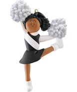 PERSONALIZED CHEERLEADER AFRICAN AMERICAN CHEER LEADER BLACK UNIFORM ORN... - $20.29 CAD
