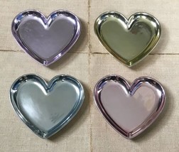 Shiny Reflective Metallic Heart Shaped Dessert Plates Dishes Set Of Four - £22.07 GBP