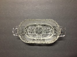 Vintage Clear Glass Pickle Jelly Candy Dish Nut Bowl Ribbed and Flowered... - £4.00 GBP