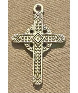 Silver Tone 1.25&quot; X 1&quot; Cross Pendant Charm for Crafts or Jewelry - $5.00