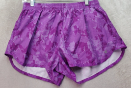 Champions Gear Activewear Shorts Women&#39;s L Purple Camo Built Lined Elast... - $15.76