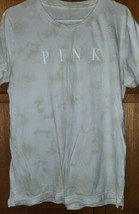 Victoria Secret Pink T-Shirt Womens Small Pale Yellow-Green White Tie Dye Tee - £4.66 GBP