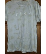 Victoria Secret Pink T-Shirt Womens Small Pale Yellow-Green White Tie Dy... - $7.97 CAD