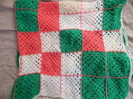 Handmade Vintage Granny square Thrown Wollen crochet / knitted blanket Afghan - £30.86 GBP