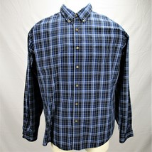 Wrangler Button Down Blue Plaid Casual Dress Shirt Mens 2XL Long Sleeve Apparel - £15.48 GBP