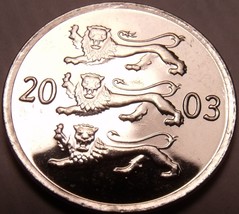 Gem Unc Estonia 2003 20 Senti~Three Lions Stacked~Excellent~Free Shipping - $2.44