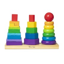 Melissa &amp; Doug Geometric Stacker - Wooden Educational Toy - Shape Sorter And Sta - £26.72 GBP