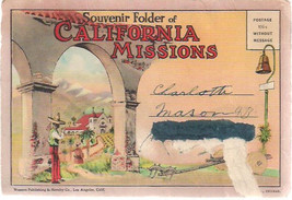 Souvenir Folder Of California Missions (1940s) Postcard Set - £7.78 GBP