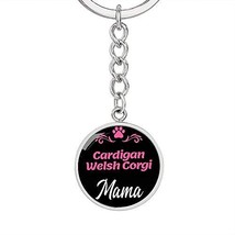 Dog Mom Keyring Cardigan Welsh Corgi Mama Circle Keychain Stainless Steel Or 18k - £27.21 GBP