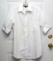 Savile Row Sz 16.5&quot;  Mens White Single Needle Tailoring Washable Blend SS Shirt - £11.69 GBP