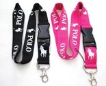 Universal Polo Lanyard Keychain ID Badge Holder Black And Pink 2 pcs set - £11.96 GBP