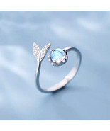  Tail Ring 925 Sterling Silver Cute Moonstone Personality Adjustable Ring  - £11.07 GBP