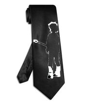 Robert Smith The Cure tie black satin silk hand-painted necktie - $28.00