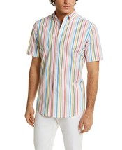 Club Room Men&#39;s Stretch Cotton Blend Stripe Shirt Rainbow Combo-Medium - £15.41 GBP