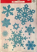 Vinyl Static Window Clings Christmas Winter Blue Snowflakes New - £7.12 GBP