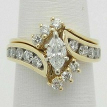 2.8ct Marquise Moissanite Fiançailles Diamant Bypass Bague 14K Argent Plaqué Or - £159.15 GBP