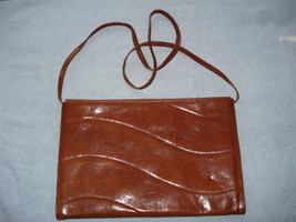 Vintage Furla Brown Leather Large Envelope Clutch Bag W/Shoulder Strap - £21.24 GBP