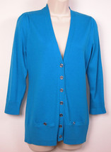 Anne Klein Womens Cardigan Sweater Small S V-Neck Lightweight Vivid Blue New $89 - £22.77 GBP