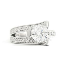 GIA Round Diamond Channel-Set Asymmetrical Engagement Ring Palladium, 1.... - £5,131.56 GBP