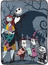 Nightmare Before Christmas Jack Skellington &amp; Sally Plush Raschel Blanket 60X80 - £51.06 GBP